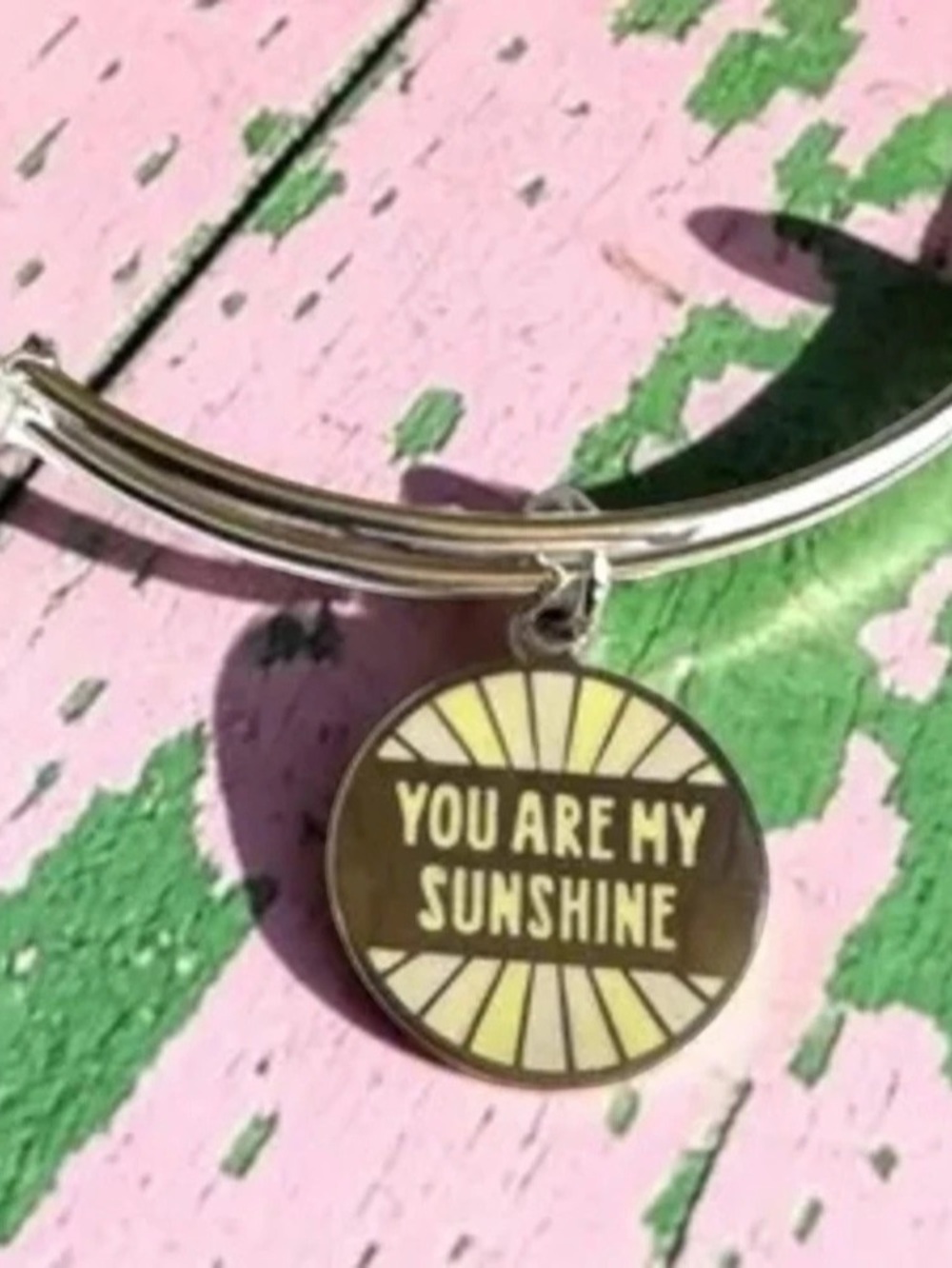 Alex and Ani You Are My Sunshine Expandable Wire Bangle Charm Bangle Silver &